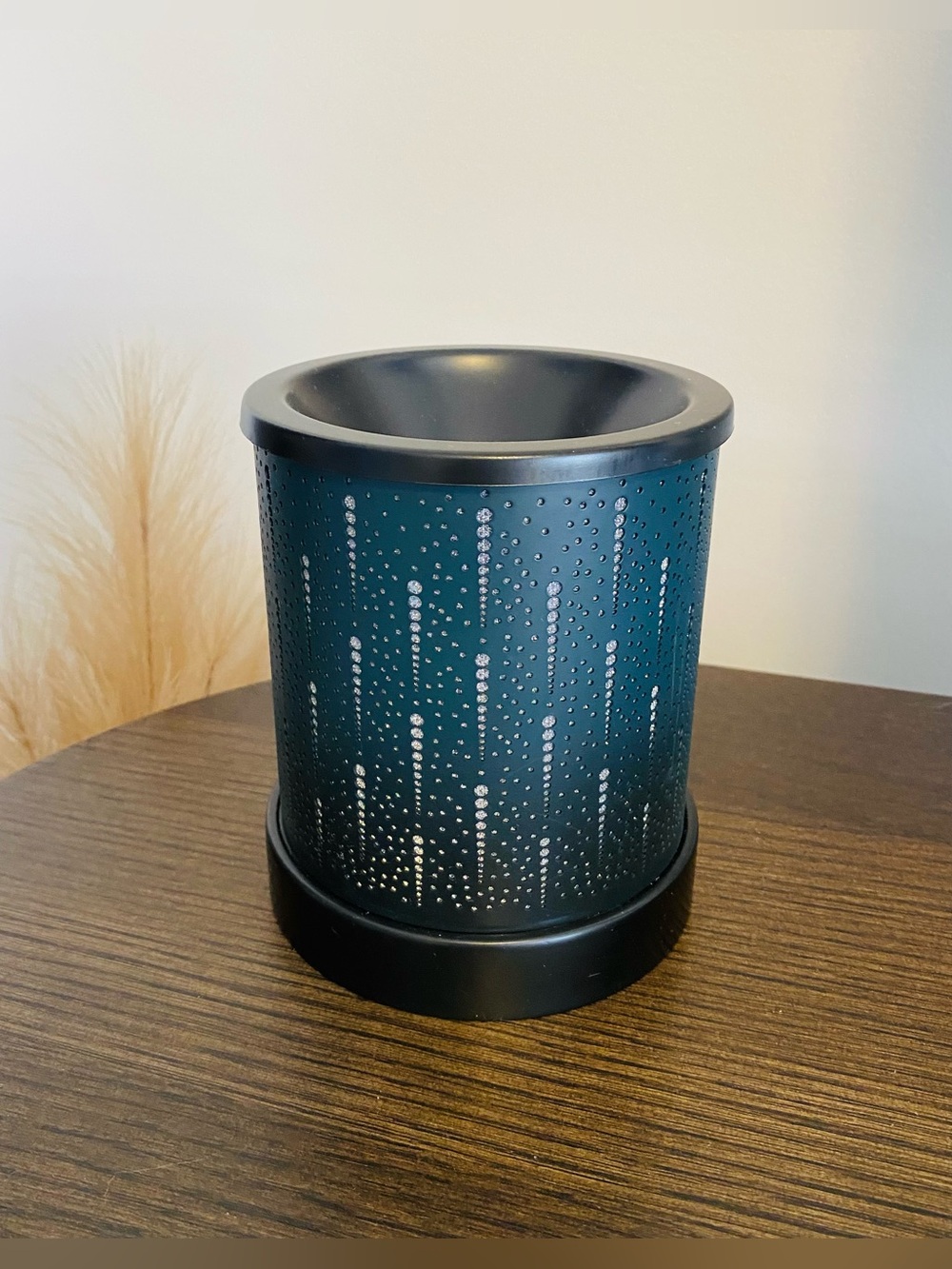 PartyLite Teal and Black Decorative Wax Warmer with Gradient Lighting